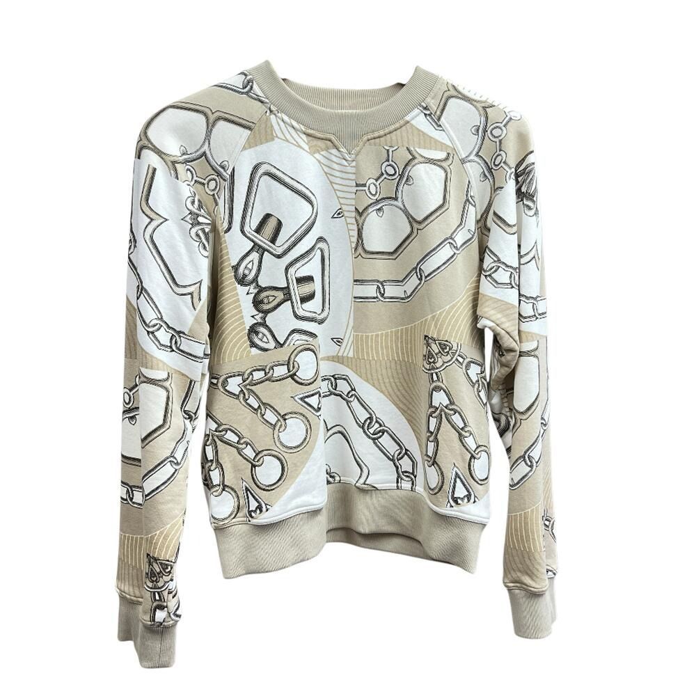 HERMES エルメス スウェット カレイドスコープ エフェクト トレーナー トップス プレタポルテ サイズ36 36 コットン 約Sサイズ ベージュ レディース 服 アパレル お洒落 ブランドギャラリー東心斎橋店