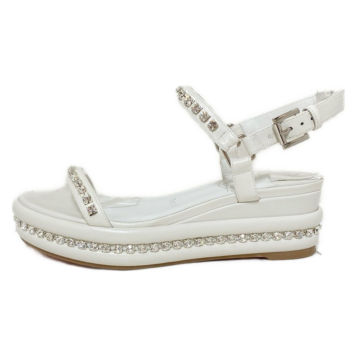クリスチャンルブタン サンダル 36 レディース - 白 ビジュー レザー