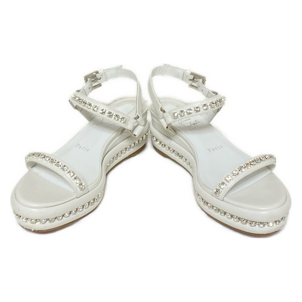 クリスチャンルブタン サンダル 36 レディース - 白 ビジュー レザー