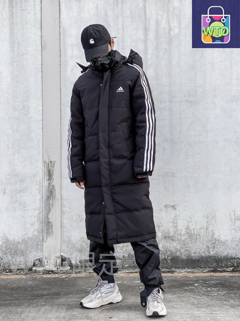 今日 Adidas アディダス ロングダウンジャケット カップルサイズ対応 80 ホワイトダックダウン充填ダウンジャケット アウター トップス