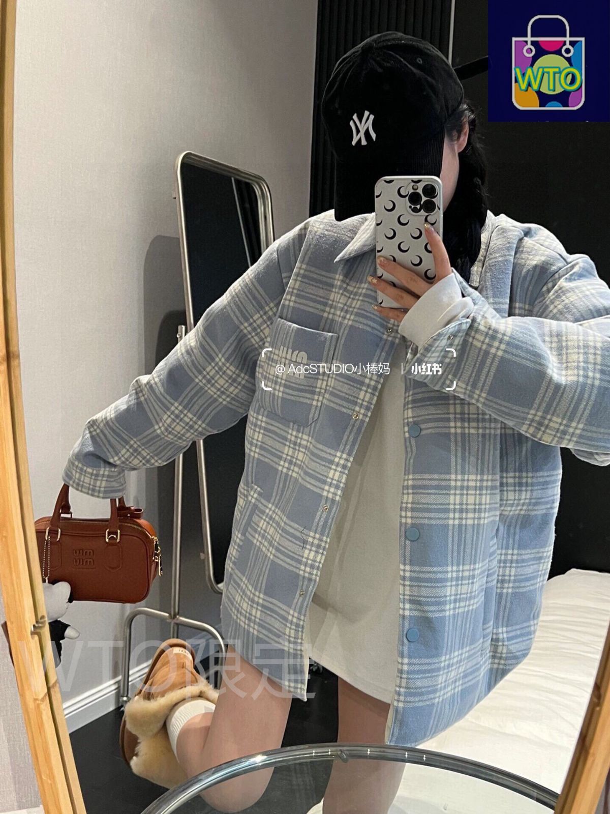 今日 Miu Miu ミュウミュウ チェック柄ダウンジャケット オーバーサイズ 減齢 ダウンジャケット アウター トップス