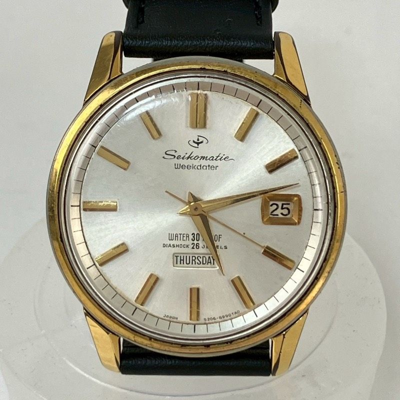 60年代 セイコー イルカ王冠 自動巻 アンティーク 腕時計 SEIKO ブラック ゴールド