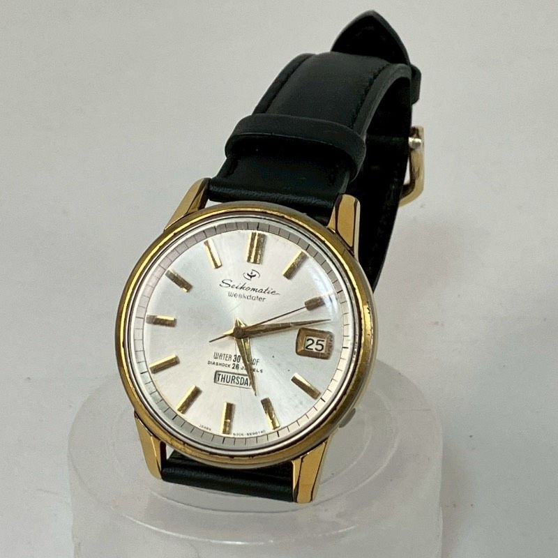 60年代 セイコー イルカ王冠 自動巻 アンティーク 腕時計 SEIKO ブラック ゴールド