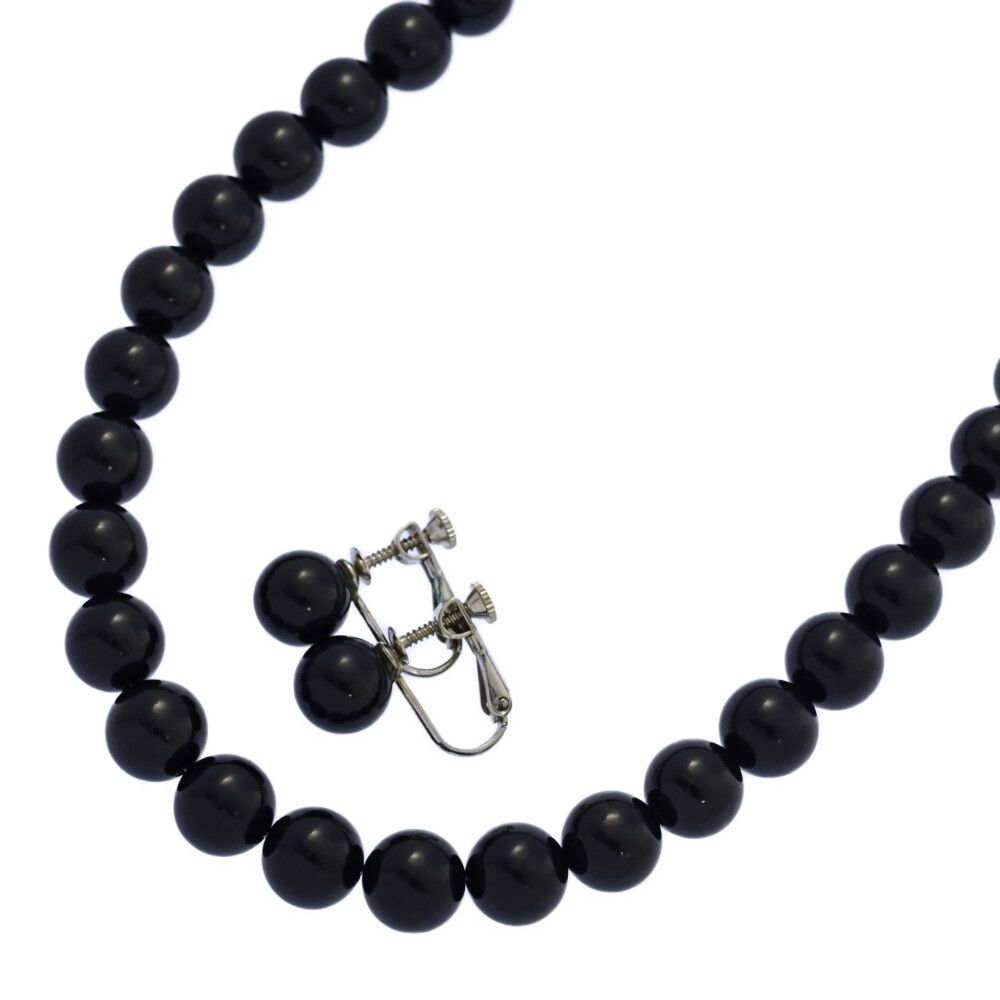 10.2mmジェット･ネックレス･イヤリングセットその他ジュエリー Silver 銀製-32.8g ブラック 翌日配送可 ♀ A レディース 596017