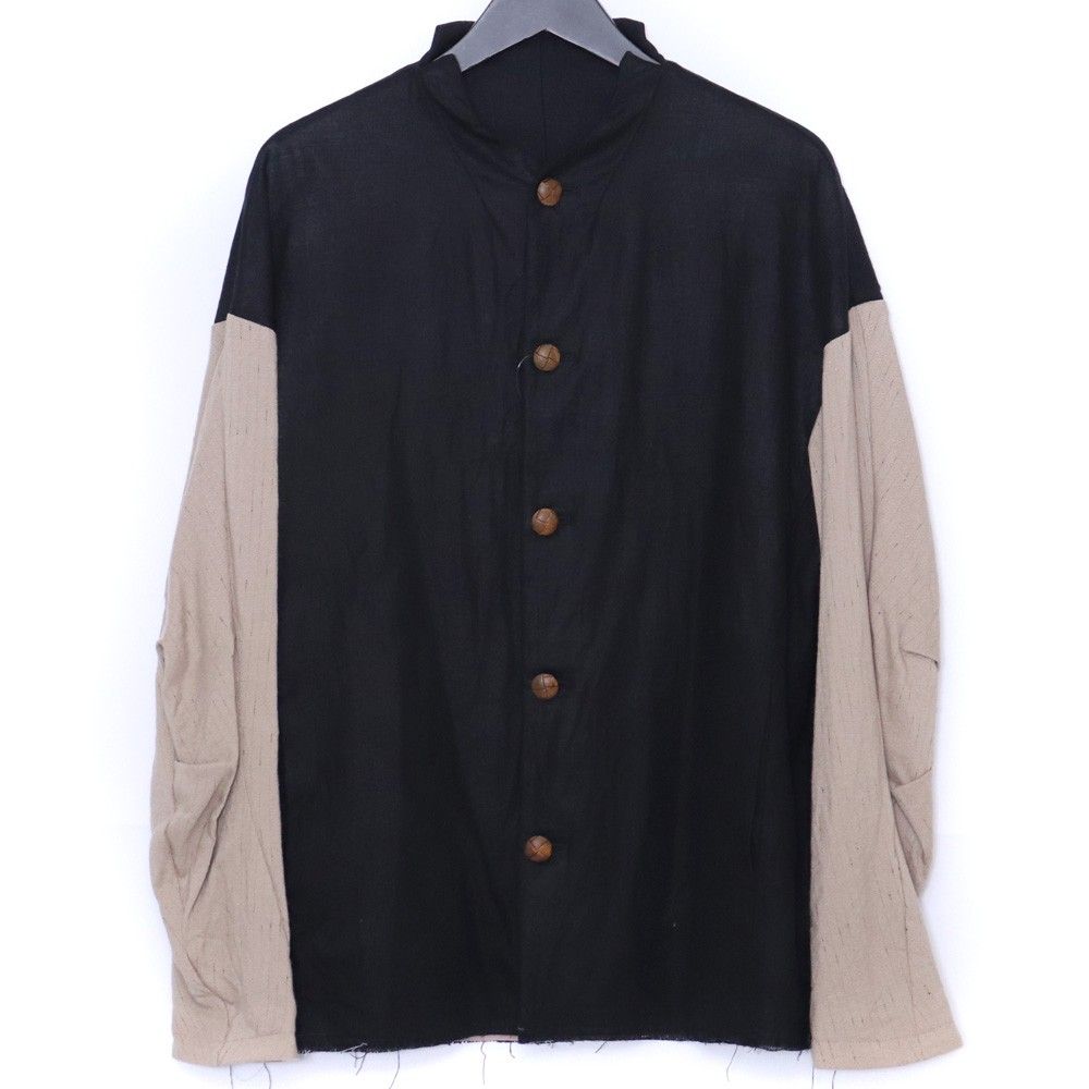 DEVOA Jacket Linen Viscose Cotton サイズ2 ブラック ベージュ JKK-BSKJ