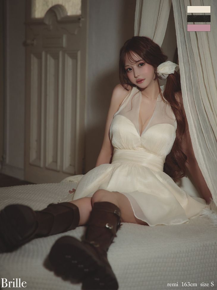 Brille3791 12月中旬頃発送予定 brille ブリエ ROBE de FLEURS ローブドフルール Lune de brille mini dres キャバドレス