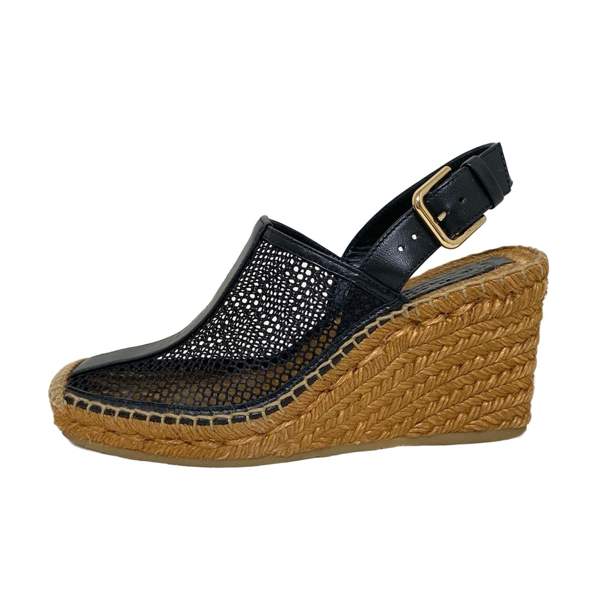 JIMMY CHOO ジミーチュウ サンダル 35 レディース - 黒 ウェッジソール メッシュ レザー