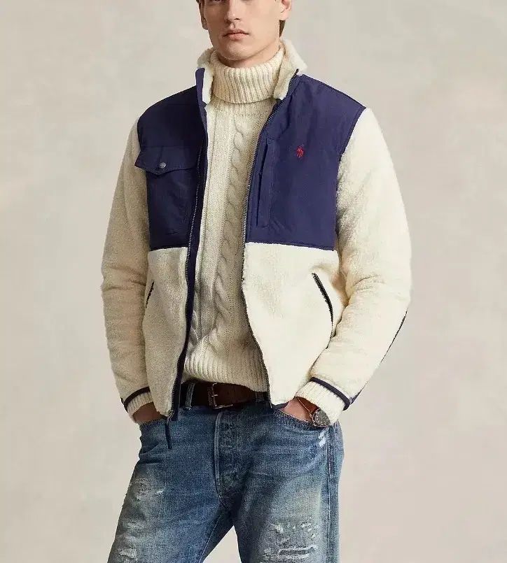 実際に着用 1回 ポロラルフローレン シェルパ フリース ジップアップ ジャケット L