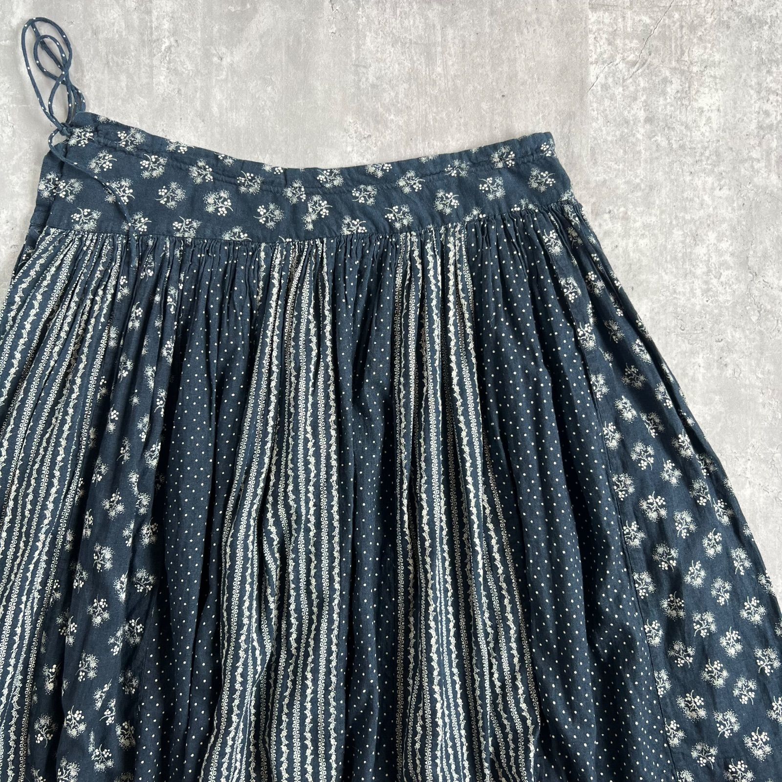 45R インディゴのパッチワークスカート 45R / フォーティファイブアール YUKI COTTON インディゴ染 パッチ