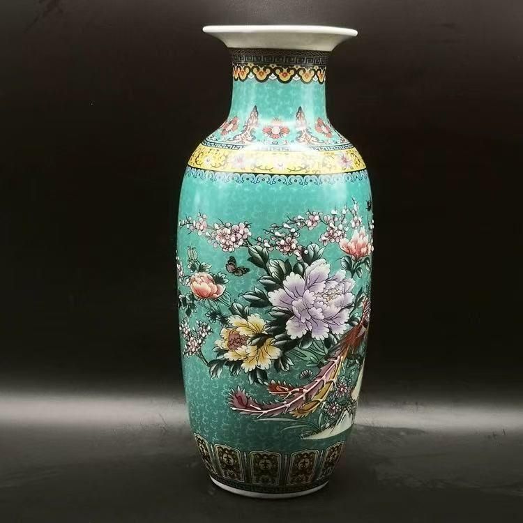 清乾隆琺瑯彩万花双龍響水甕 景徳鎮 陶磁器 装飾品 現代工芸品 美術品 置物 景徳鎮 陶磁器 琺瑯彩藍地満工祥鳳来儀花瓶 装飾品 現代工芸品 美術品