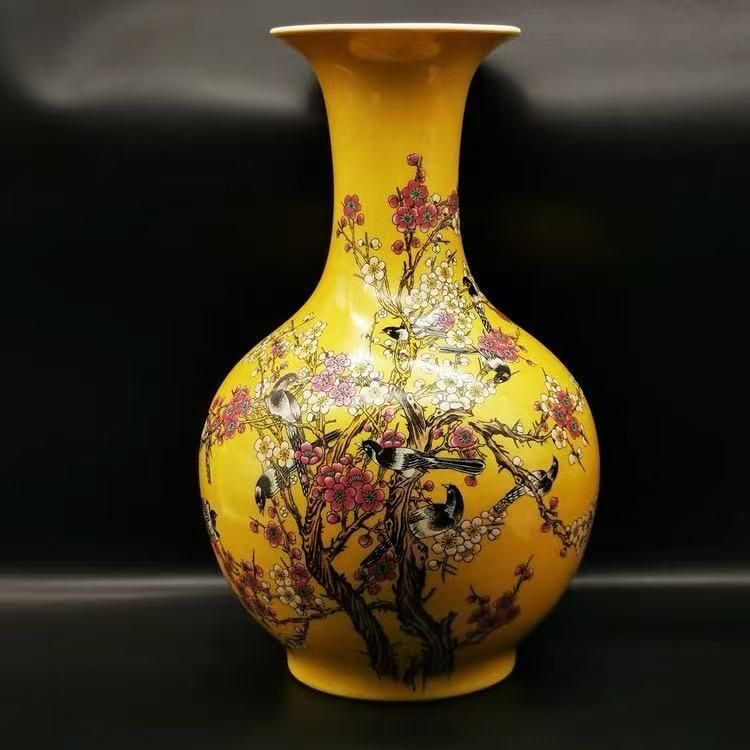 粉彩喜上眉梢賞瓶 花瓶 花器 景徳鎮 陶磁器 装飾品 現代工芸品 美術品 置物 粉彩喜上眉梢賞瓶 花瓶 花器 景徳鎮 陶磁器 装飾品 現代