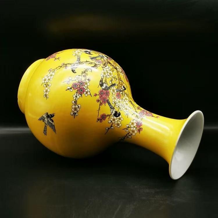 粉彩喜上眉梢賞瓶 花瓶 花器 景徳鎮 陶磁器 装飾品 現代工芸品 美術品 置物 粉彩喜上眉梢賞瓶 花瓶 花器 景徳鎮 陶磁器 装飾品 現代