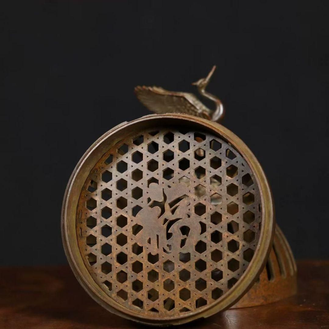 銅製 鶴守宮灯香炉檀香炉 禅意 茶室薫香炉 香道具 装飾品 工芸品 置物 銅製 鶴守宮灯香炉檀香炉 禅意 茶室薫香炉 香道具 装飾品