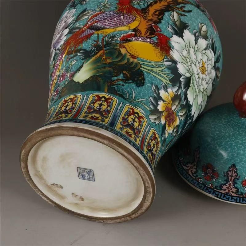 琺瑯彩祥鳳凰花鳥将軍壺 景徳鎮 陶磁器 装飾品 現代工芸品 美術品 置物 琺瑯彩祥鳳凰花鳥将軍壺 景徳鎮 陶磁器 装飾品 現代工芸品 美術品 置物