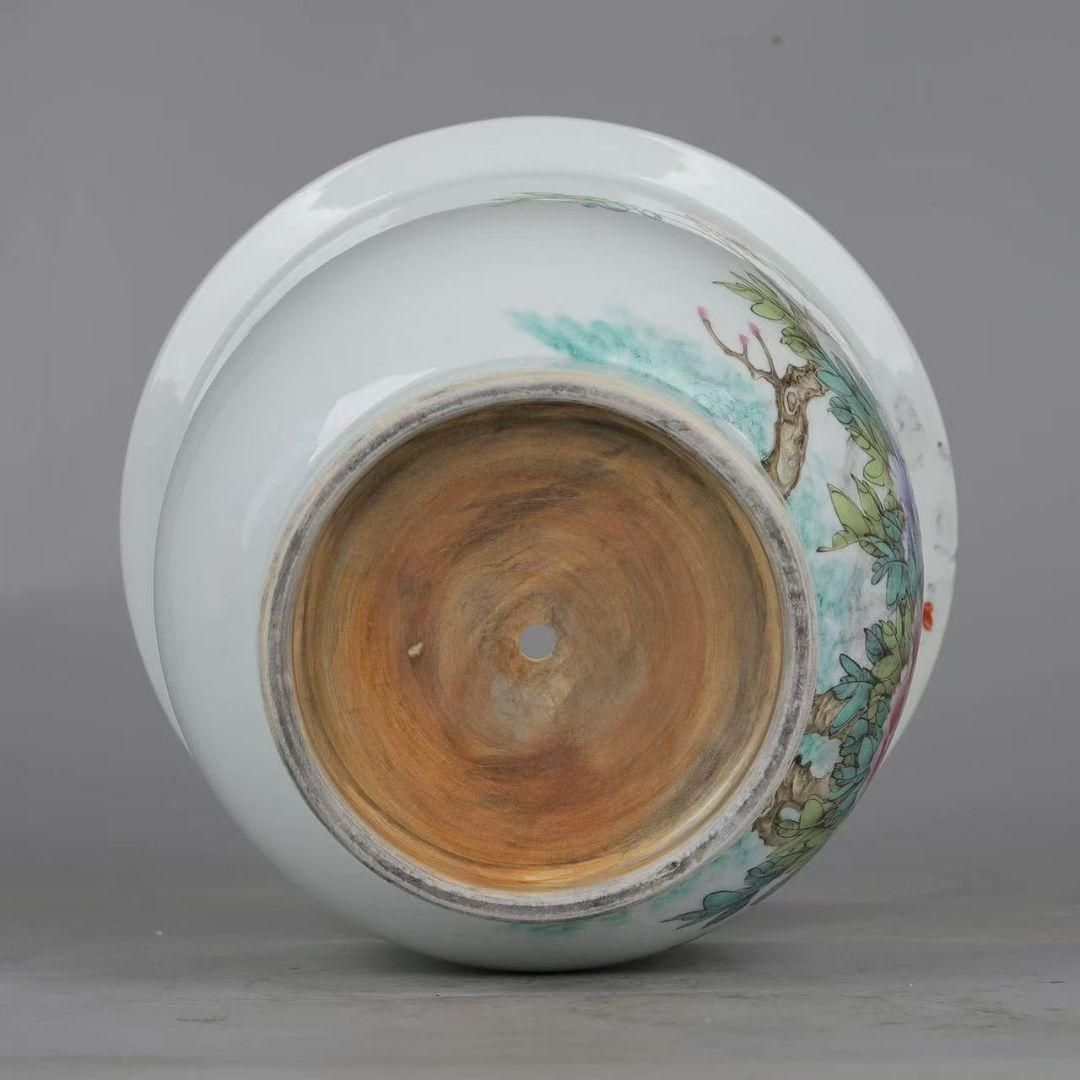 景徳鎮 花鳥紋蘭盆 盆栽鉢 中国鉢 植木鉢 多肉植物鉢 小品盆栽鉢 山