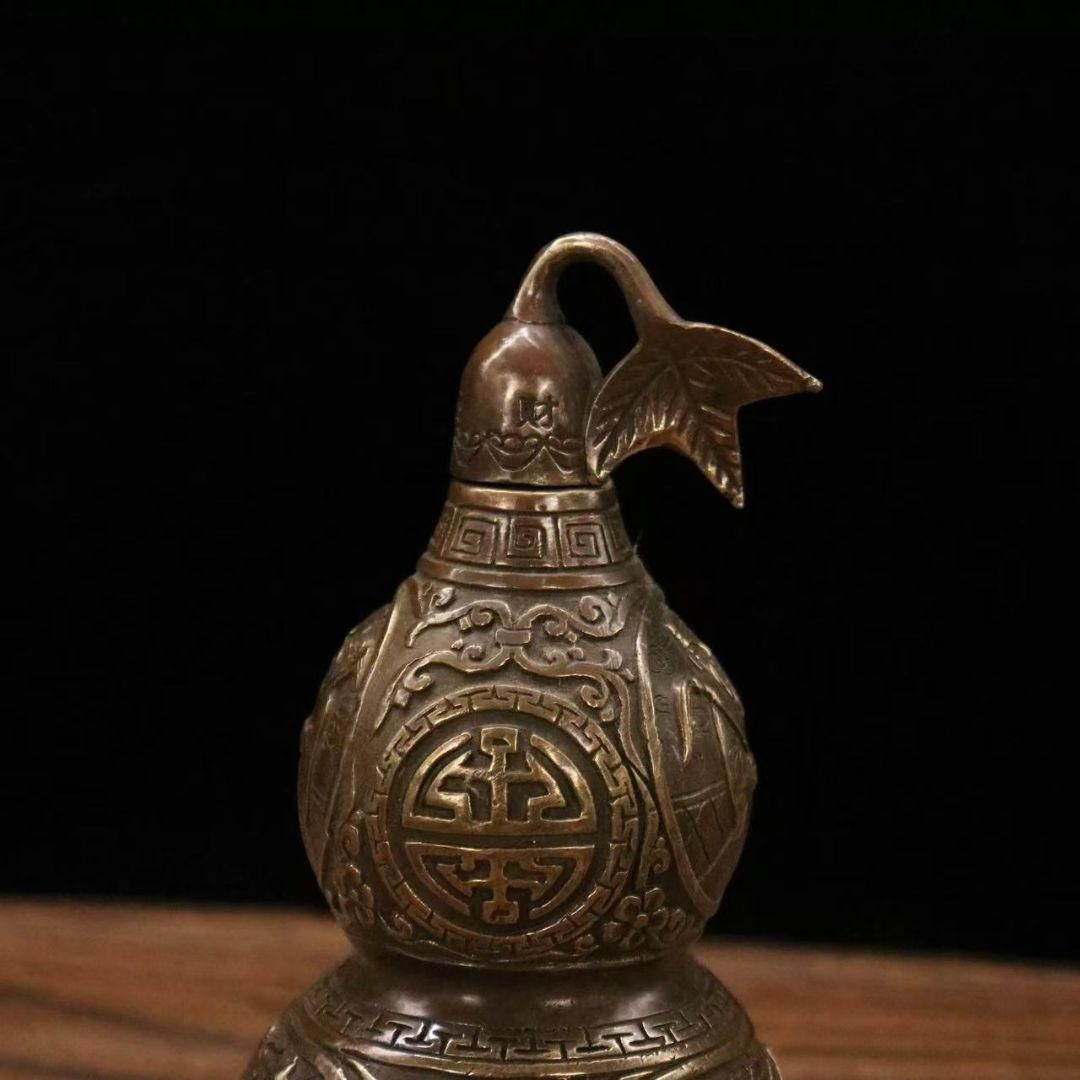 銅製 法器開口八仙瓢 事務室 応接間 玄関鎮宅辟邪 開運風水招財置物