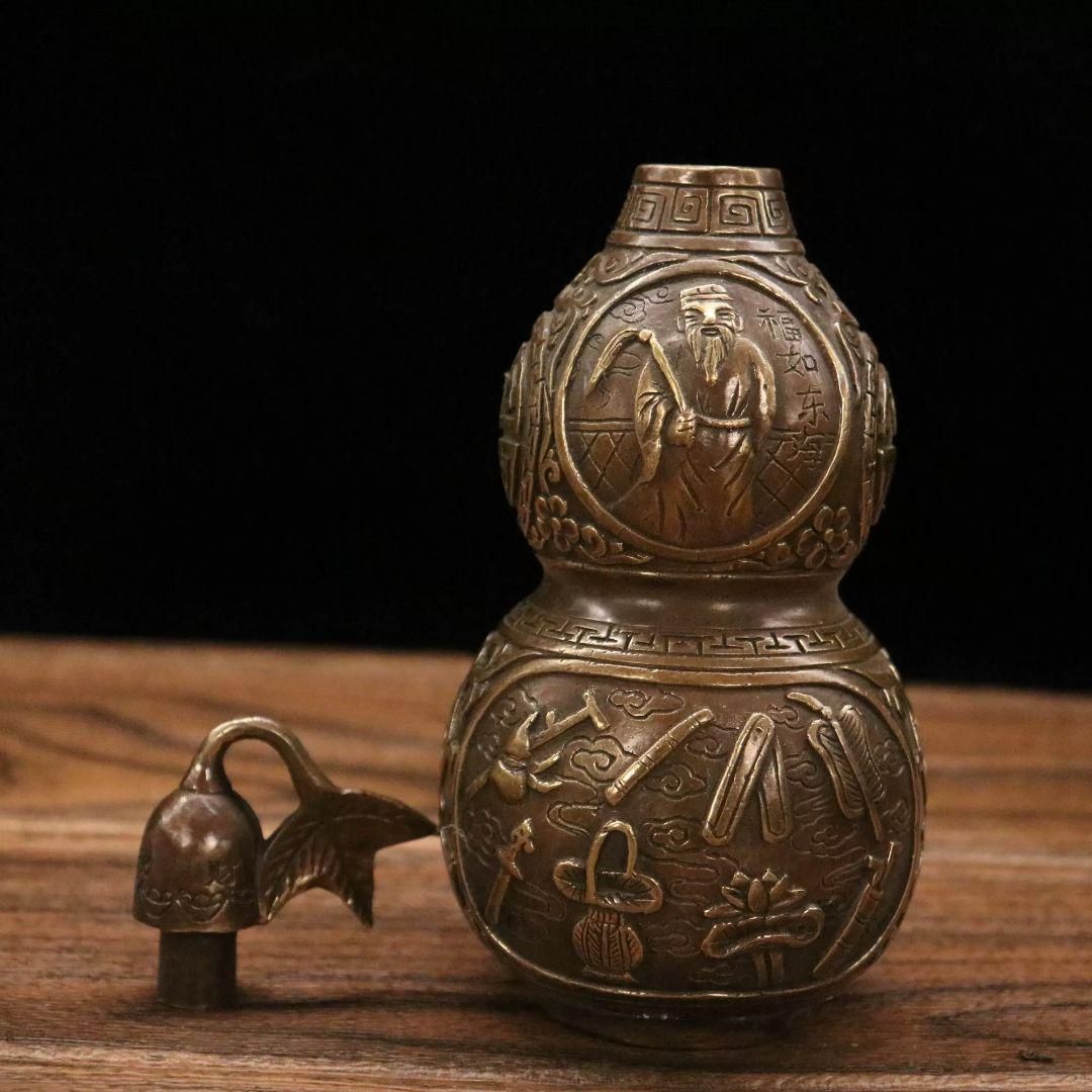 銅製 法器開口八仙瓢 事務室 応接間 玄関鎮宅辟邪 開運風水招財置物