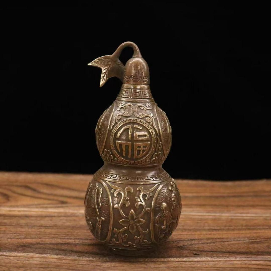 銅製 法器開口八仙瓢 事務室 応接間 玄関鎮宅辟邪 開運風水招財置物