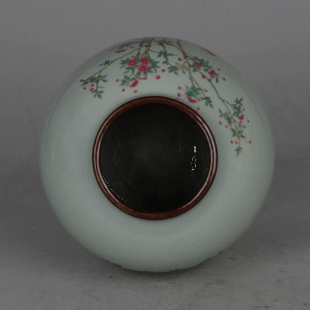 粉彩富貴吉祥花鳥紋陶磁器缶 景徳鎮 陶磁器 装飾品 現代工芸品 美術品