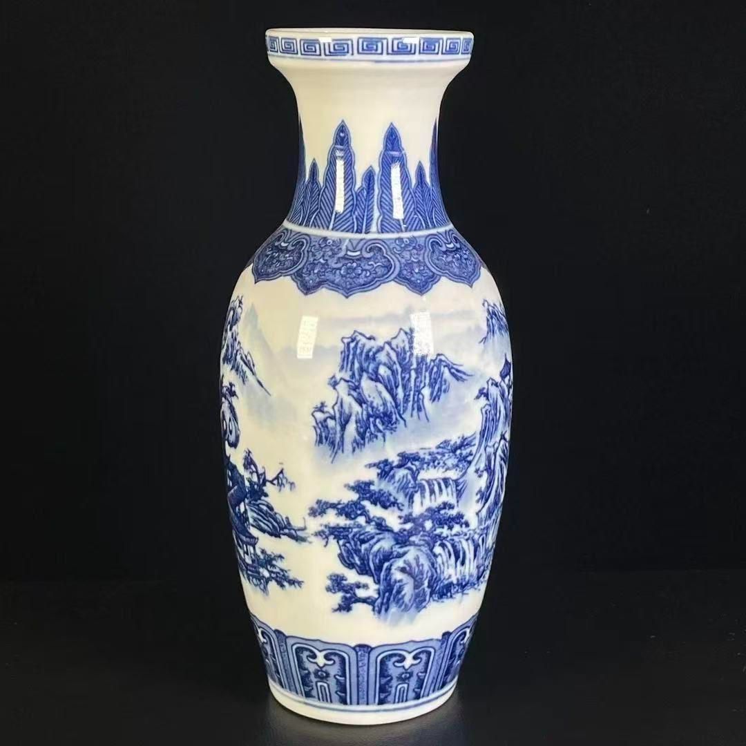 鯖山水賞瓶 工芸品 陶磁器 装飾品 花瓶 花器 美品 美術品 置物 陶芸