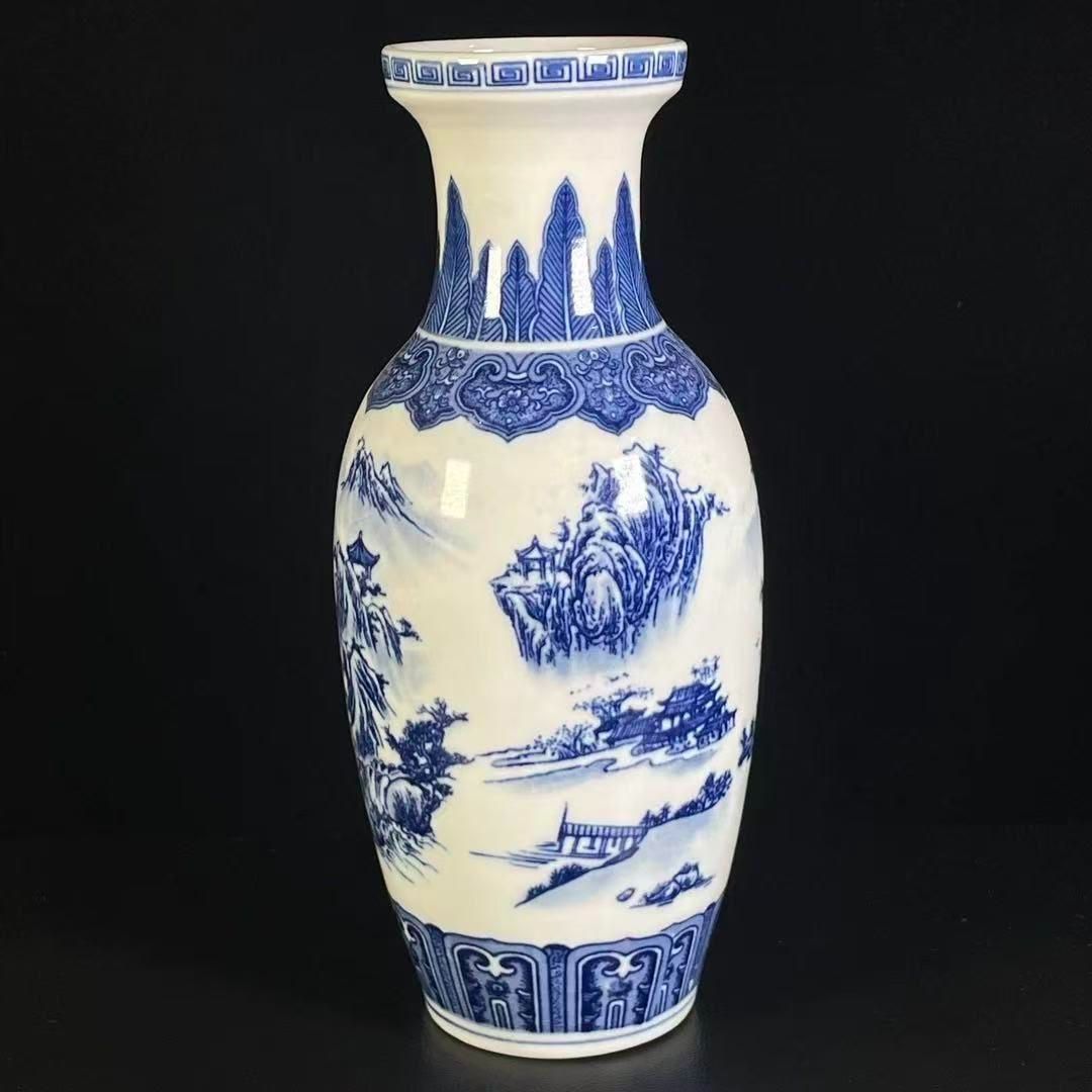 鯖山水賞瓶 工芸品 陶磁器 装飾品 花瓶 花器 美品 美術品 置物 陶芸