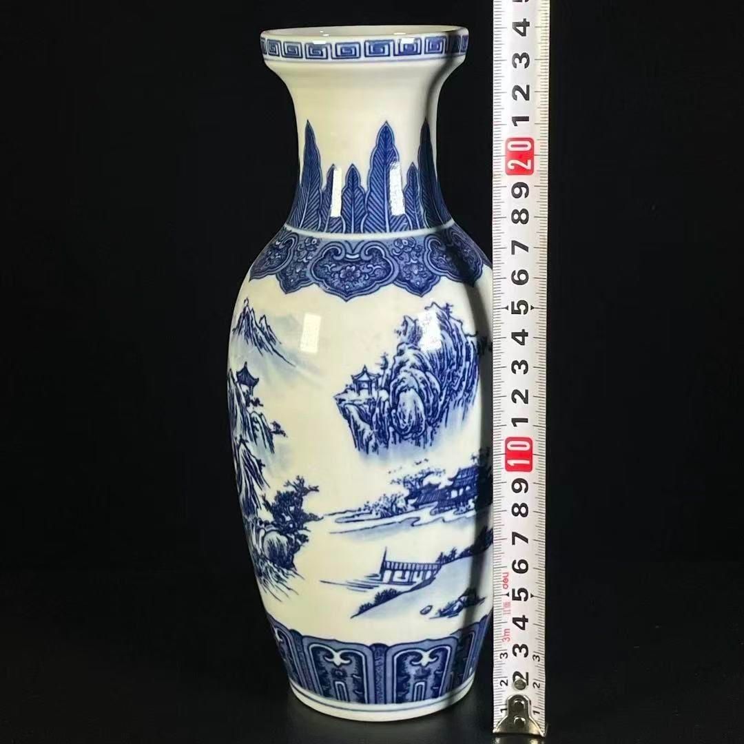鯖山水賞瓶 工芸品 陶磁器 装飾品 花瓶 花器 美品 美術品 置物 陶芸