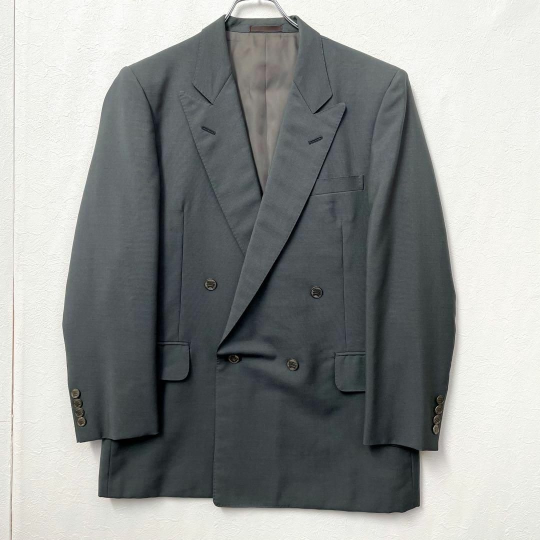 最 バーバリーズ ヴィンテージ ダブル 銀ボタン 背抜き セットアップ A5 Mサイズ相当 ライン バーバリープロ―サム