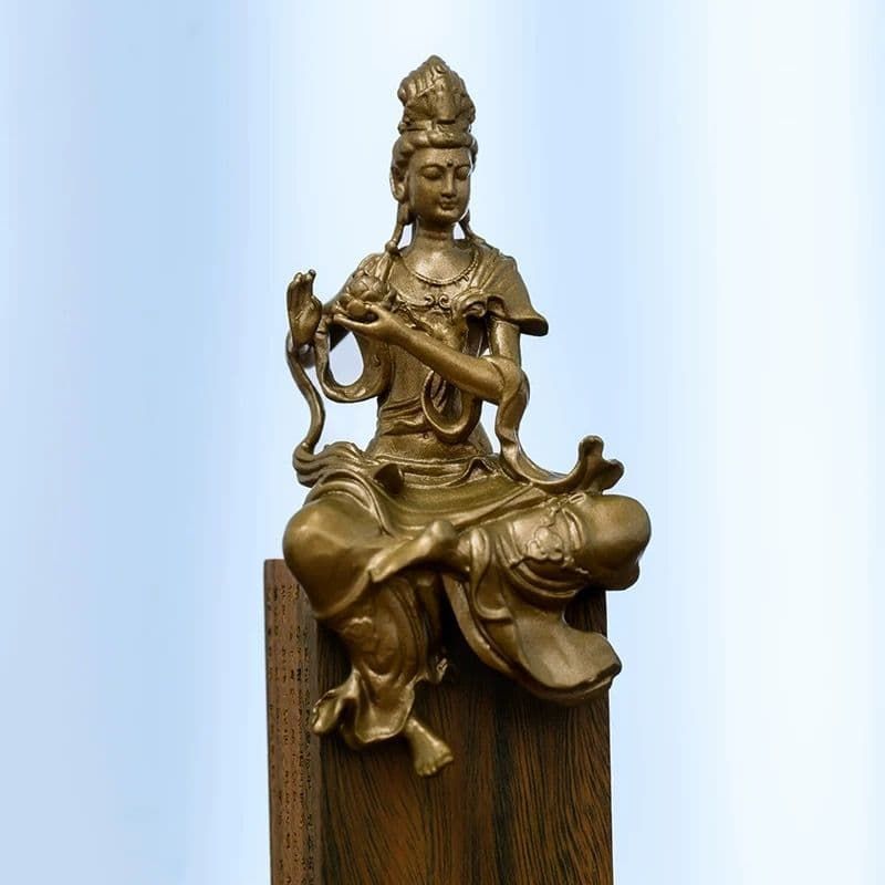 仏教美術 持蓮自在観音像 小仏像 銅製 銅器