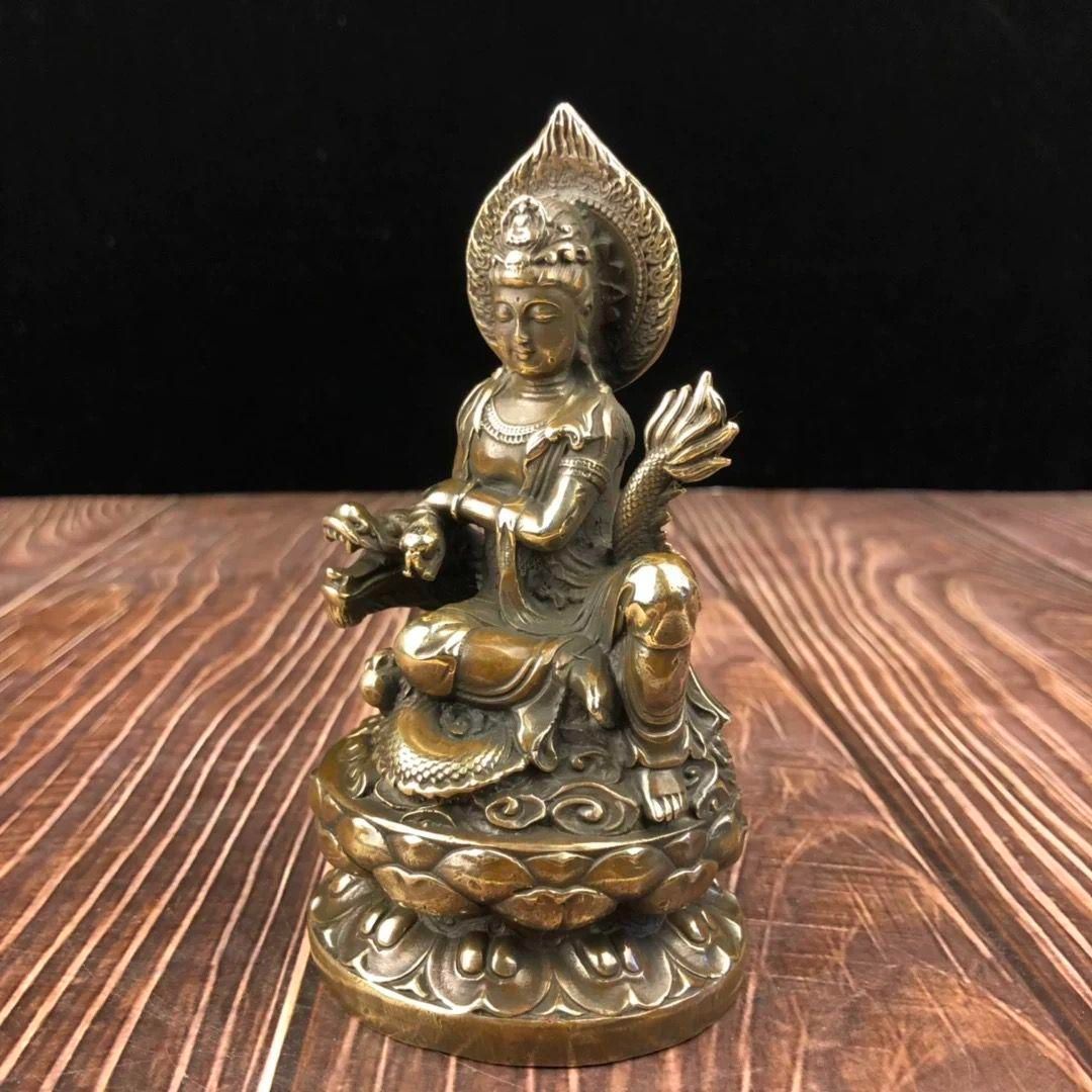 銅製 仏像 騎龍観音像 開運 風水 招財 置物