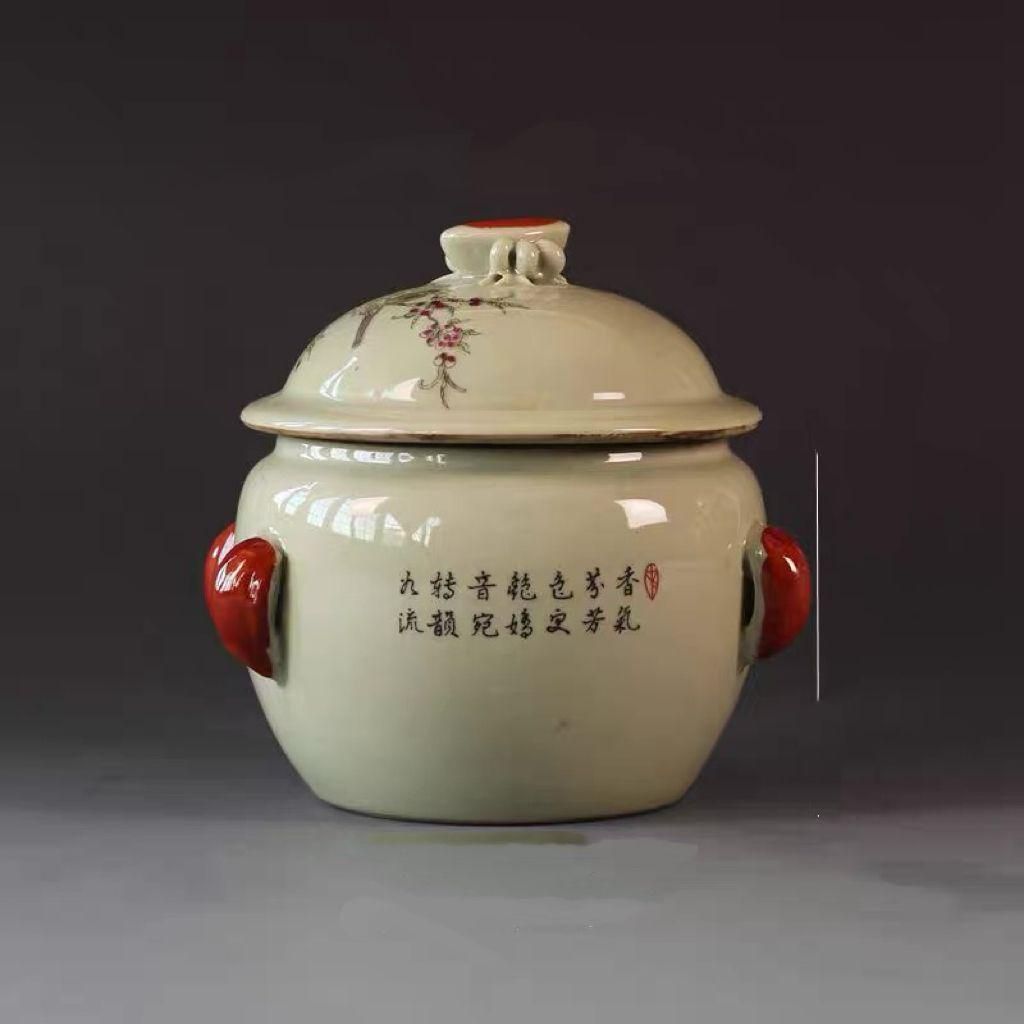 景徳鎮 粉彩花鳥蓋缶 茶缶 工芸品 美術品 置物 - メルカリ