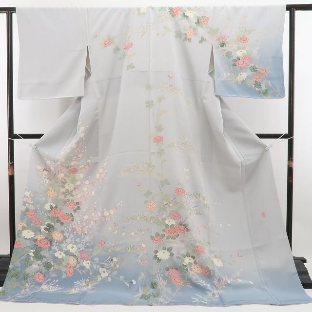 ❁tomihisa❁新品 手描き友禅 落款 茂樹 着物 正絹 仕付け糸付”優美な