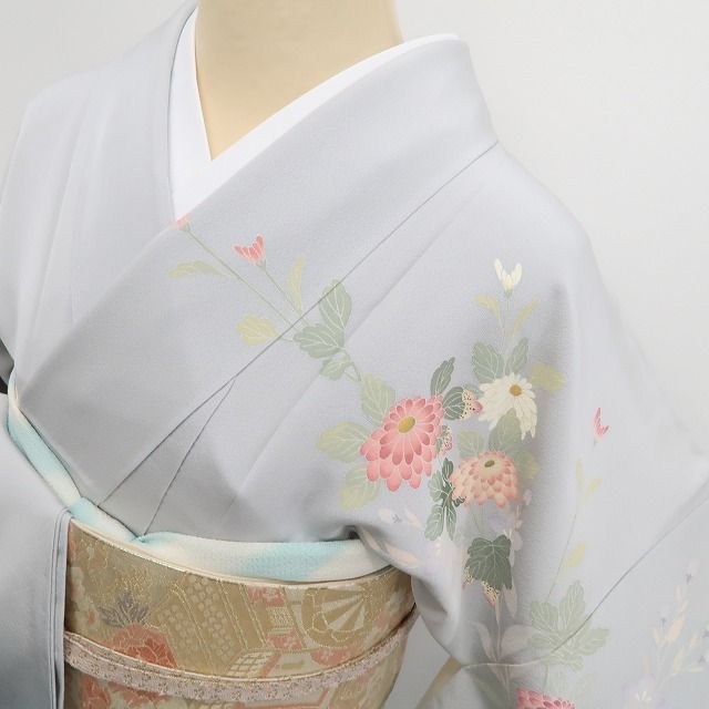 ❁tomihisa❁新品 手描き友禅 落款 茂樹 着物 正絹 仕付け糸付”優美な