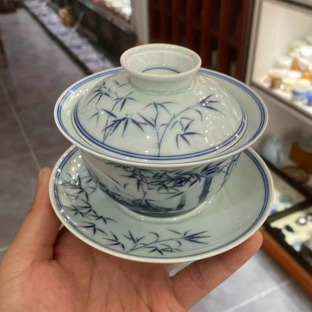 中国茶器 雄鶏三才蓋碗 茶碗 煎茶器 茶道具 新品未使用 景徳鎮 青花竹報平安三才蓋碗 茶碗 煎茶器 中国茶器 新品未使用 - メルカリ