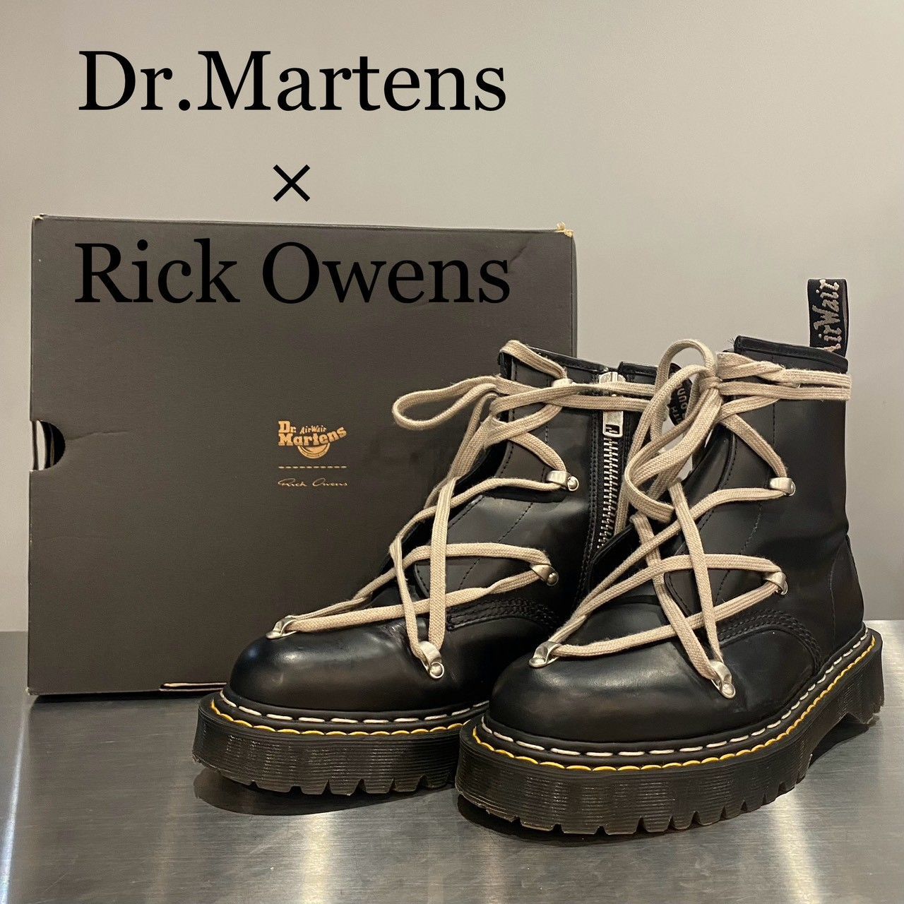 ドクターマーチン × リックオウエンス US9 1460レザーブーツ