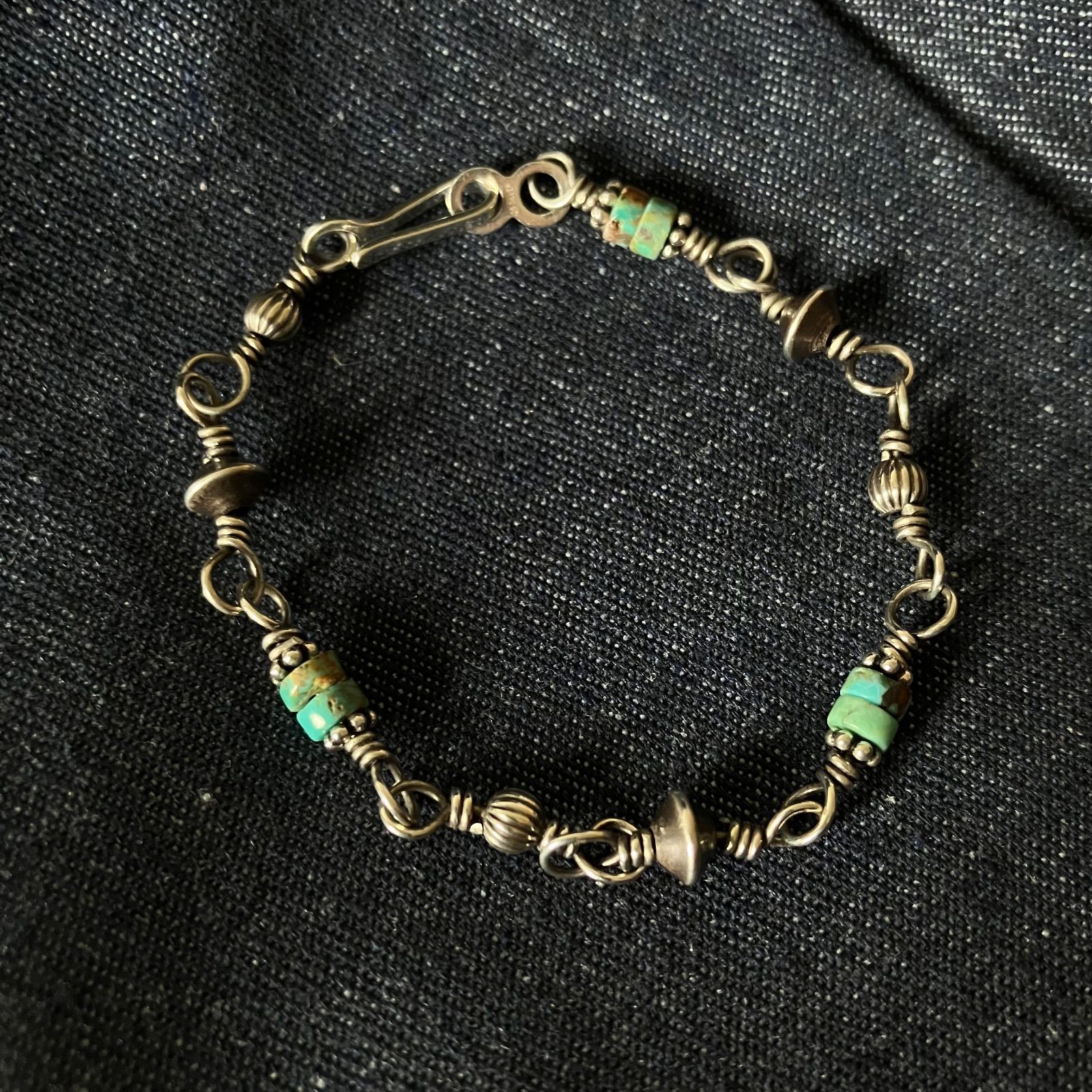 All silver925ナバホパール×天然ターコイズのつけっぱなしOK錆びない