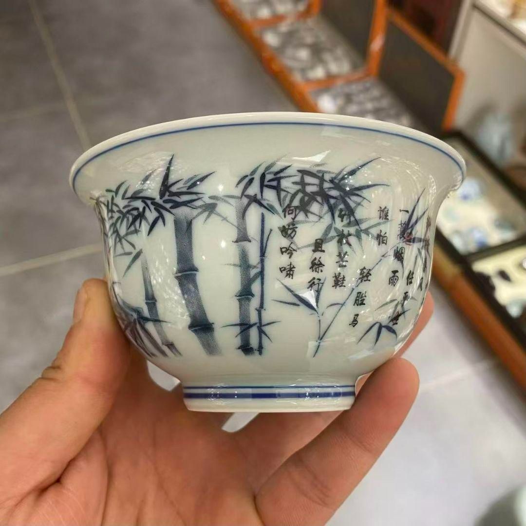 景徳鎮 青花竹報平安三才蓋碗 茶碗 煎茶器 中国茶器 新品未使用 - メルカリ