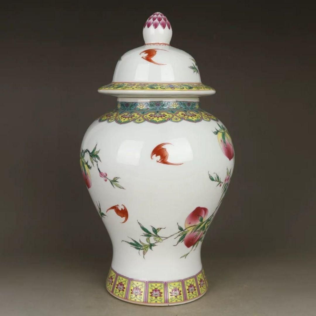 乾隆粉彩福寿九桃将軍缶 景徳鎮 陶磁器 装飾品 現代工芸品 美術品 置物 乾隆粉彩福寿九桃将軍缶 景徳鎮 陶磁器 装飾品 現代工芸品 美術品 置物