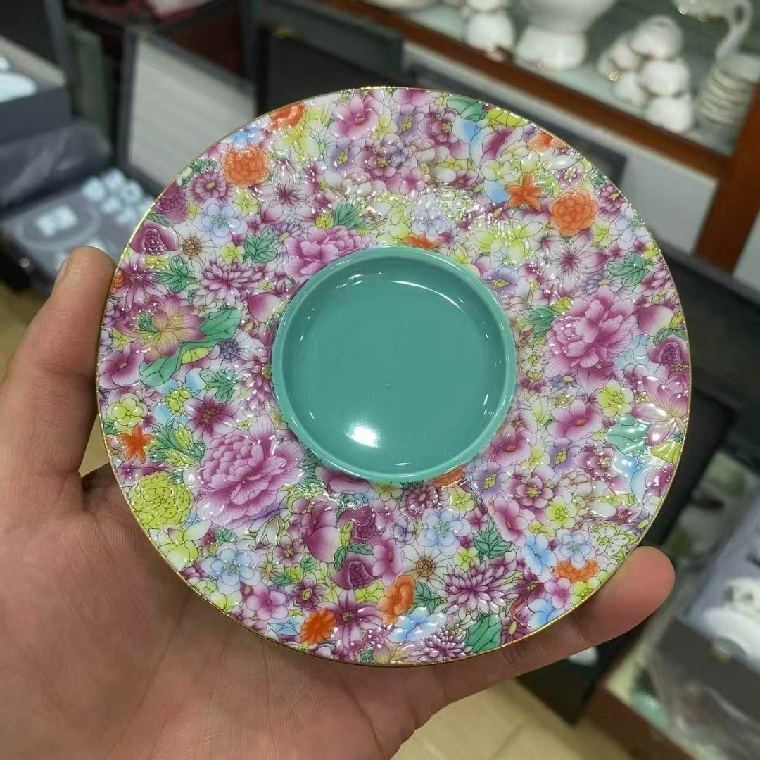 中国茶器 琺瑯万花三才蓋碗 陶磁茶碗 煎茶器 新品未使用 - メルカリ