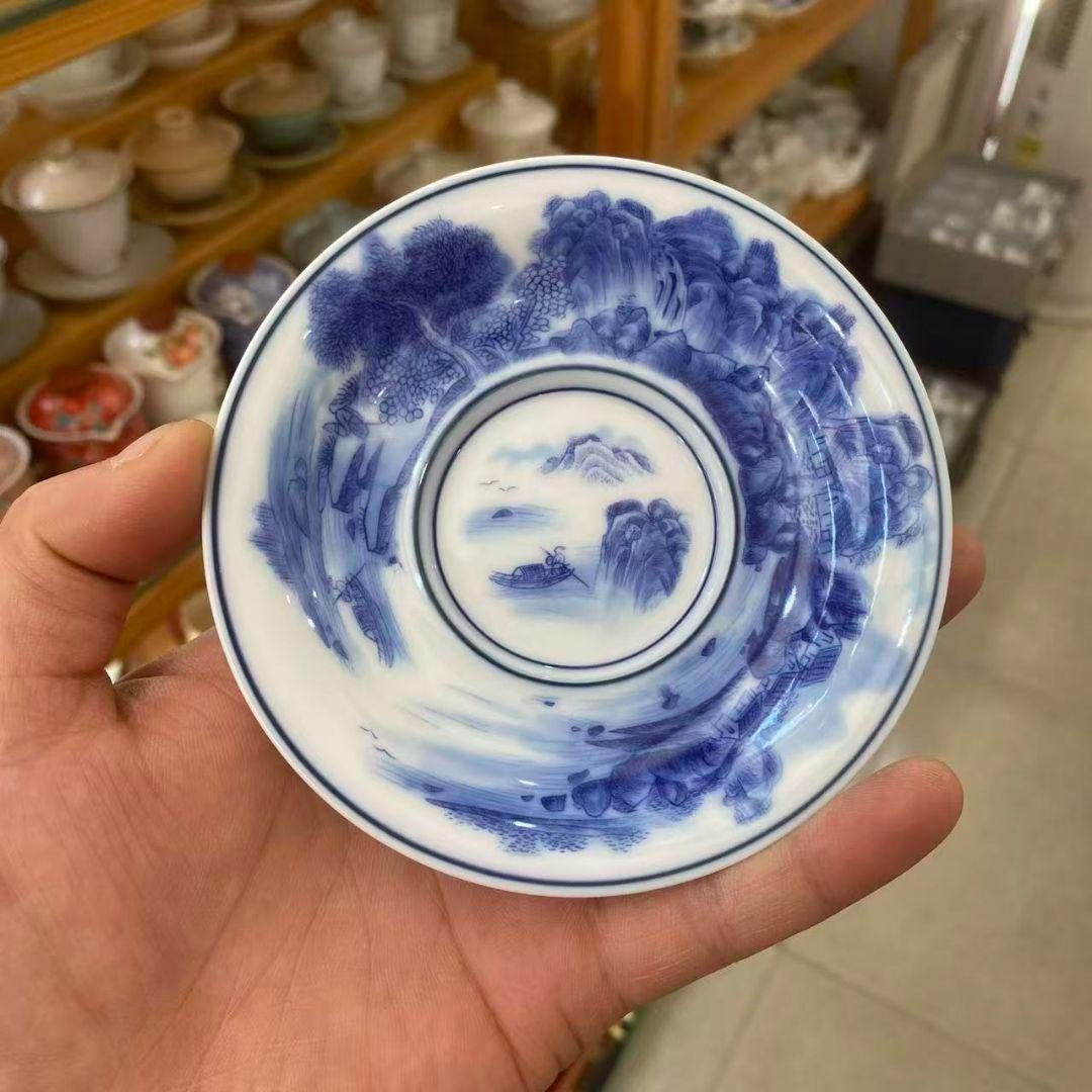 景徳鎮 陶磁器 山水紋三才蓋碗 茶碗 煎茶器 新品未使用 - メルカリ