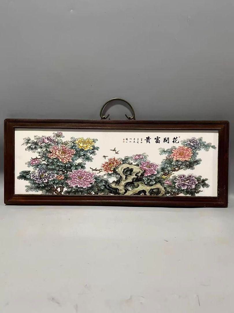 景徳鎮 粉彩六鶴同春図 陶板画 応接間玄関 茶室 書斎 装飾品 工芸品