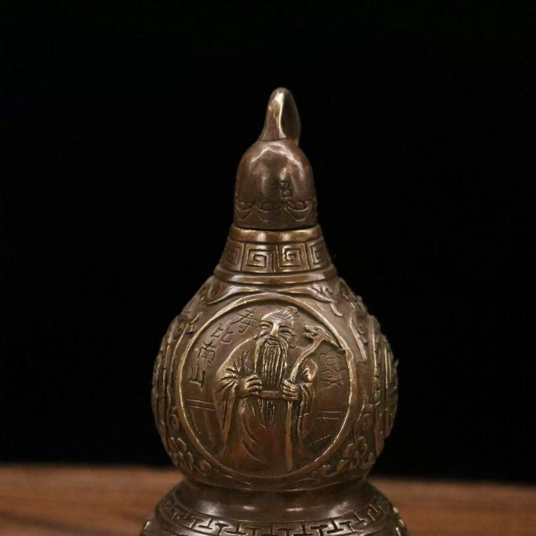 銅製 法器開口八仙瓢 事務室 応接間 玄関鎮宅辟邪 開運風水招財置物