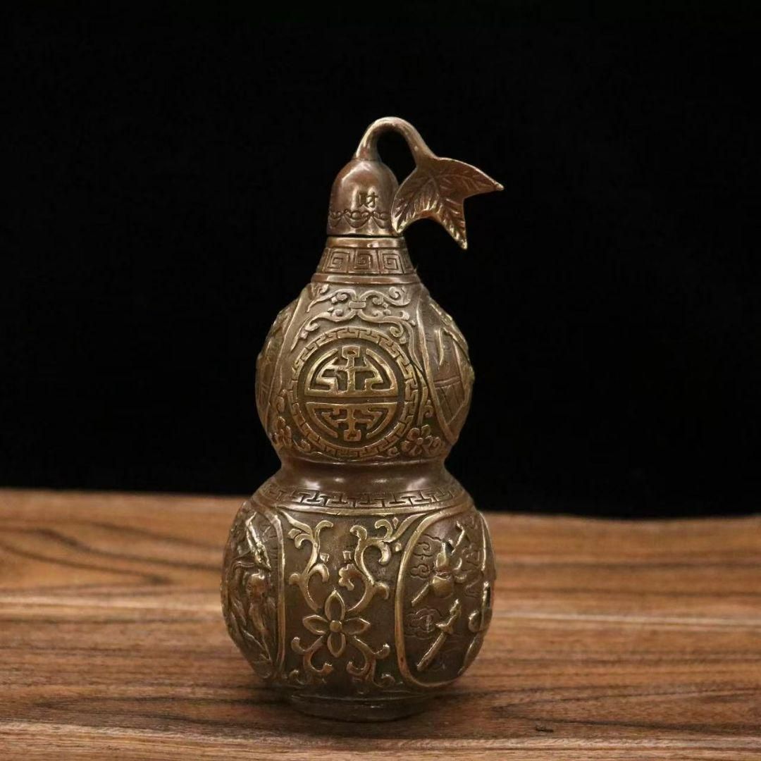 銅製 法器開口八仙瓢 事務室 応接間 玄関鎮宅辟邪 開運風水招財置物