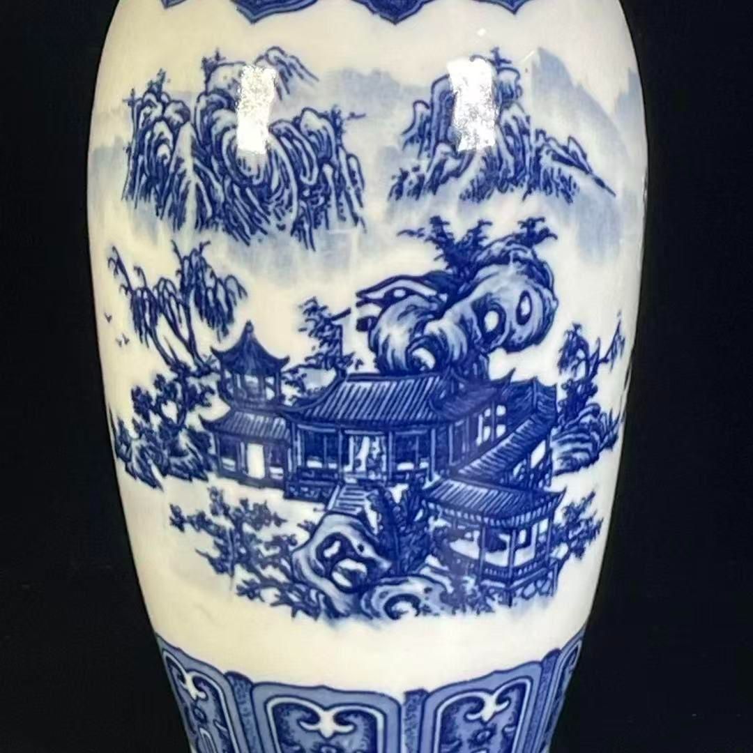 鯖山水賞瓶 工芸品 陶磁器 装飾品 花瓶 花器 美品 美術品 置物 陶芸