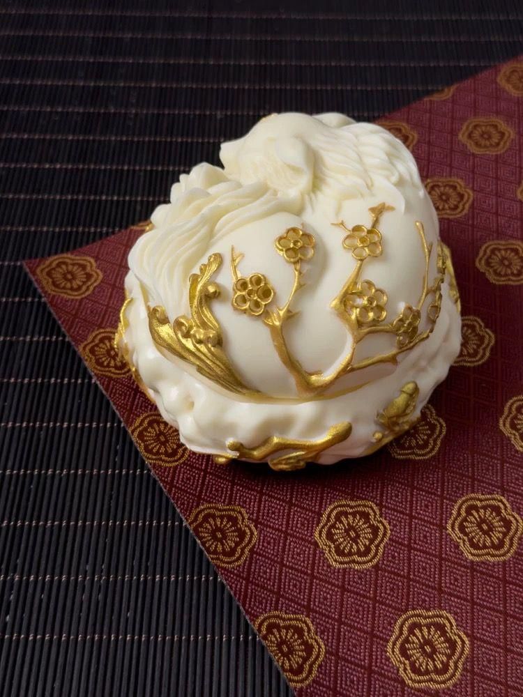 象牙果 九尾狐盤香炉 薫香炉 茶室禅意薫香炉 装飾品 工芸品 置物