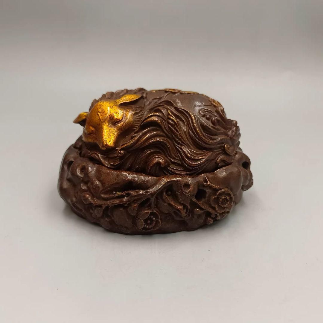 銅製 九尾狐薫香炉 室内薫香炉 茶道具 香道具 装飾品 工芸品 置物 銅細工 九尾狐薫香炉 吉祥九尾狐 茶室禅意薫香炉 装飾品 工芸品 置物