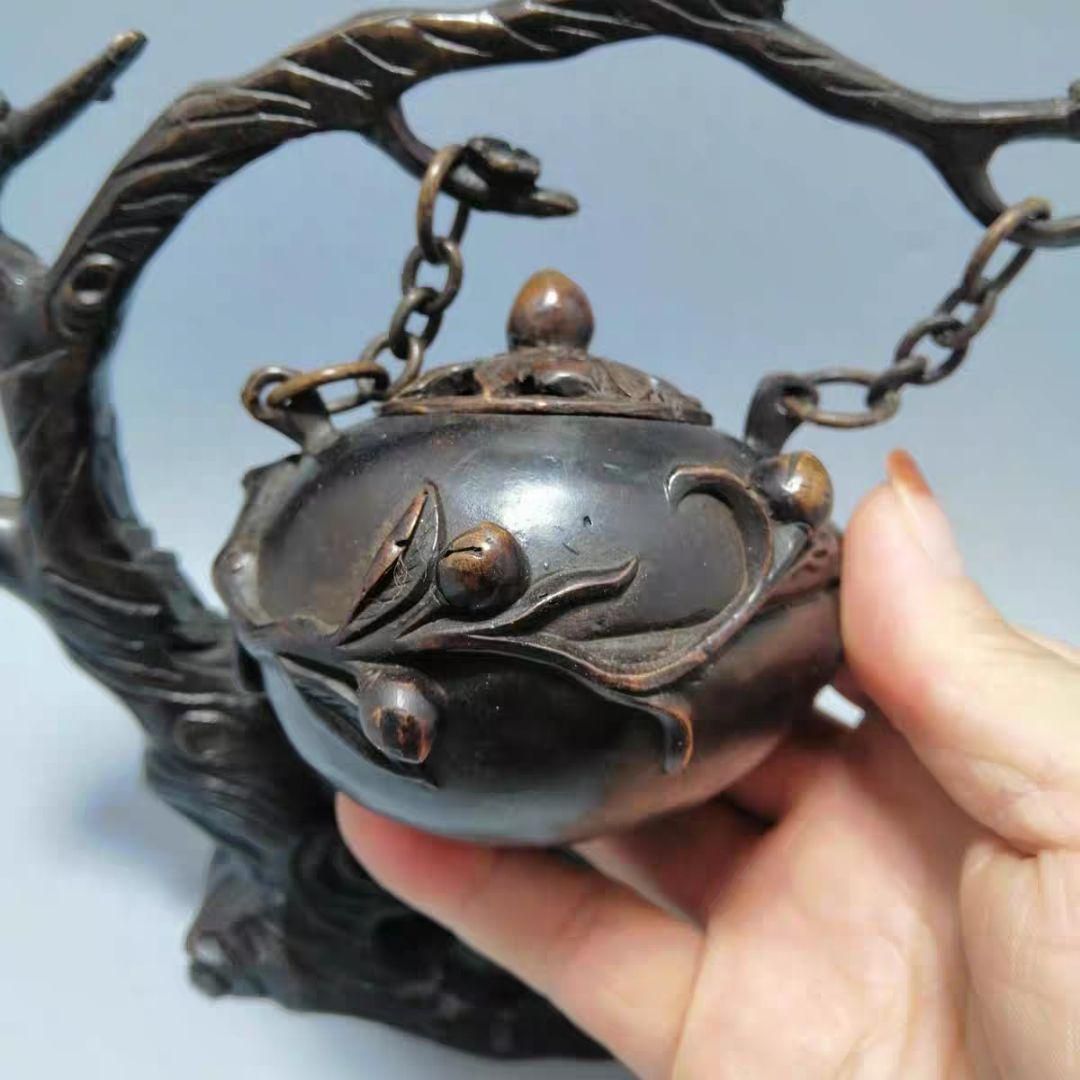 銅製 室内檀香炉 机 書斎薫香炉 香道具 工芸品 置物