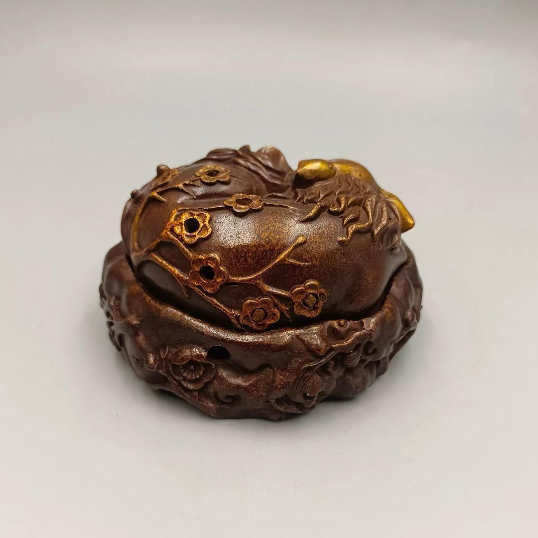 銅細工 九尾狐薫香炉 吉祥九尾狐 茶室禅意薫香炉 装飾品 工芸品 置物