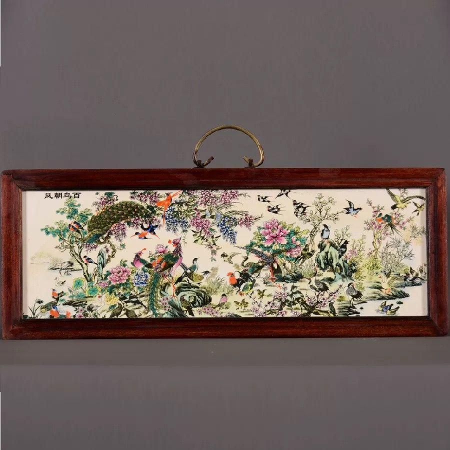 百鳥朝鳳 パステル花鳥陶板画 応接間 書斎 懸掛 装飾品 工芸品 美術品 置物 百鳥朝鳳 パステル花鳥陶板画 応接間 書斎 懸掛 装飾品 工芸品 美術品