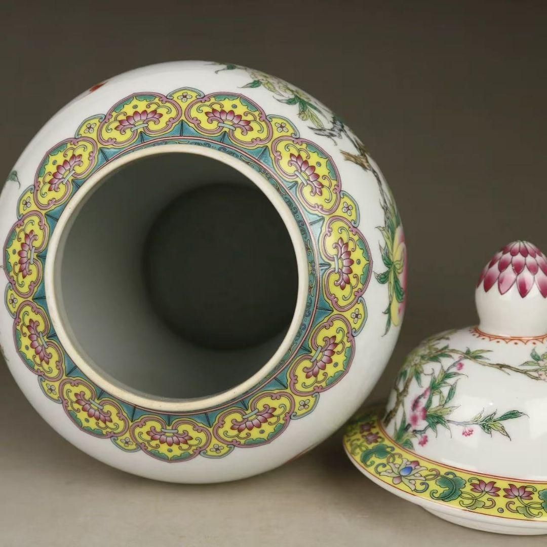 乾隆粉彩福寿九桃将軍缶 景徳鎮 陶磁器 装飾品 現代工芸品 美術品 置物