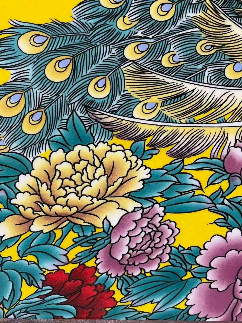 景徳鎮 粉彩花鳥富貴図陶板画 応接間 書斎 茶室 装飾品 工芸品置物